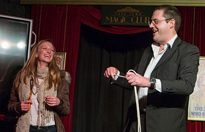 Alexander May getting the laughs at the Cape Town Magic Club